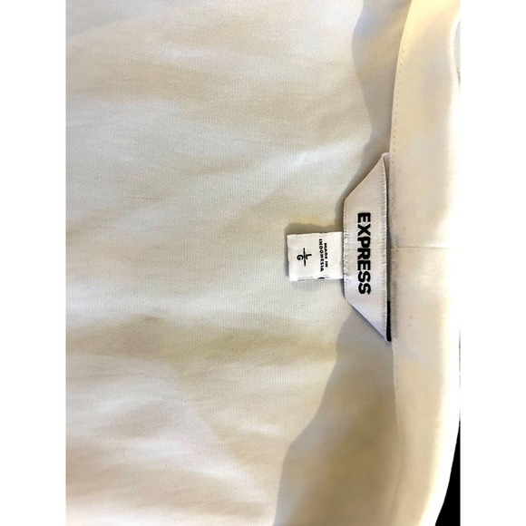 Express White Cap Sleeve Elastic Waist Cropped Scoop Neck Shell Top - Picture 8 of 8